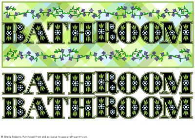 Room Sign - Bathroom with Flowers