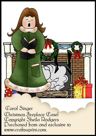 Christmas Fireplace Easel - Carol Singer