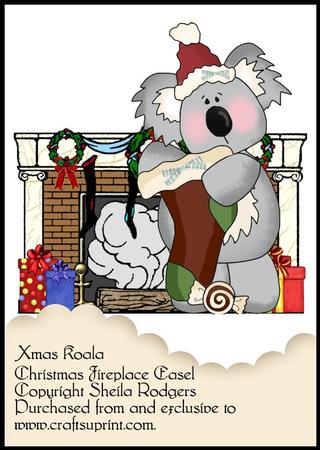Christmas Fireplace Easel - Xmas Koala