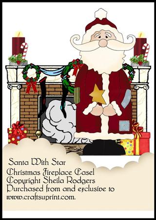 Christmas Fireplace Easel - Santa with Star