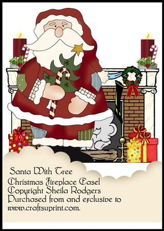 Christmas Fireplace Easel - Santa with Tree