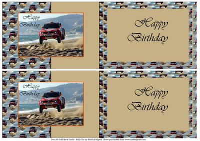 Two A6 Fold Back Cards - Rally Car