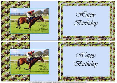 Two A6 Fold Back Cards - Horse Racing