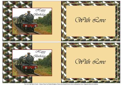 Two A6 Fold Back Cards - Steam Train
