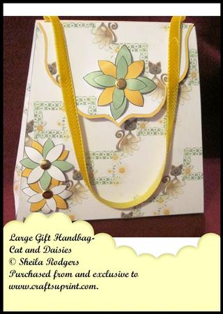 Large Gift Handbag - Cats and Daisies
