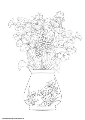 Digital Stamp - Vase of Flowers 1