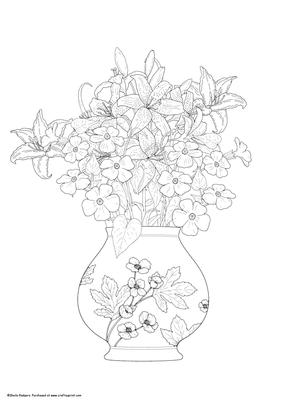Digital Stamp - Vase of Flowers 2