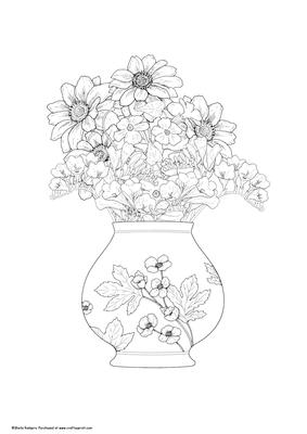 Digital Stamp - Vase of Flowers 3