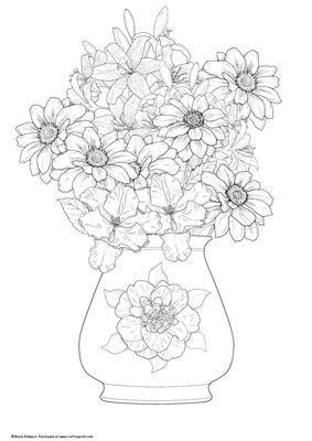 Digital Stamp - Vase of Flowers 4