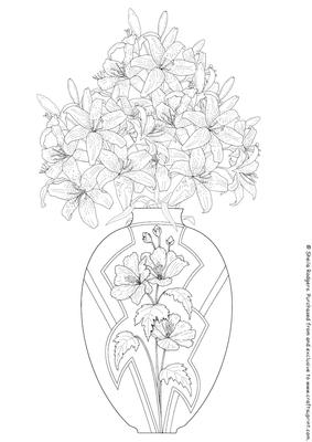 Digital Stamp - Vase of Lilies