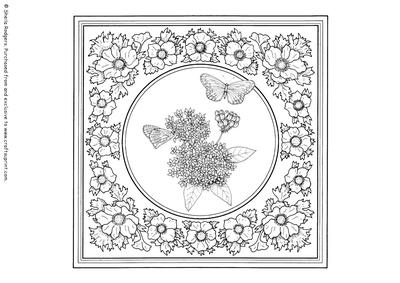Digital Stamp - Framed Butterflies & Blossom