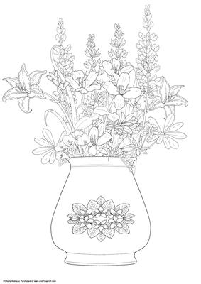Digital Stamp - Vase of Flowers 6