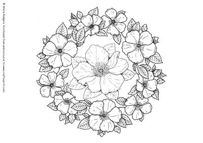 Digital Stamp - Rose Within a Wreath