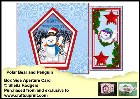 Box Side Aperture Card - Polar Bear and Penguin