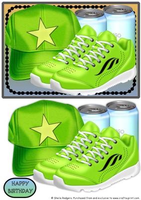Green Trainers and Cap