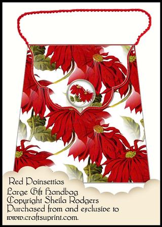 Large Gift Handbag - Red Poinsettias