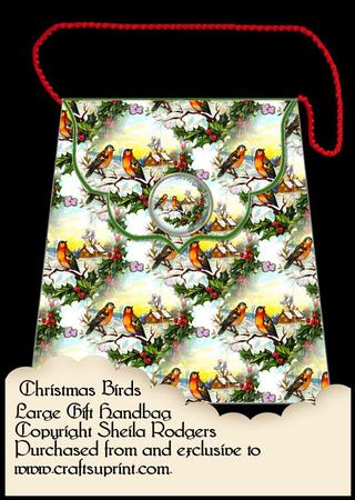 Large Gift Handbag - Christmas Birds
