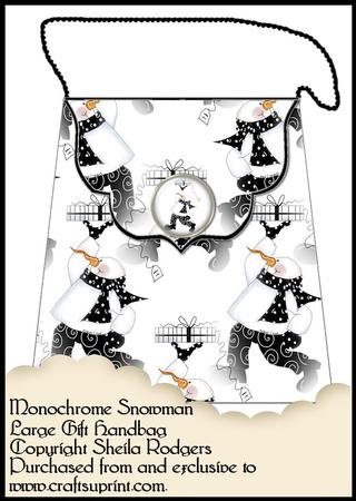 Large Gift Handbag - Monochrome Snowman
