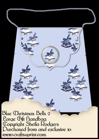 Large Gift Handbag - Blue Christmas Bells 2