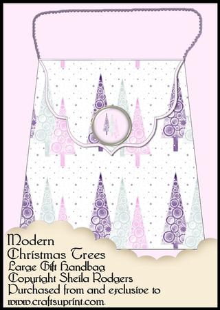 Large Gift Handbag - Modern Christmas Trees