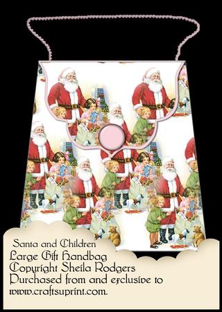 Large Gift Handbag - Santa and Children