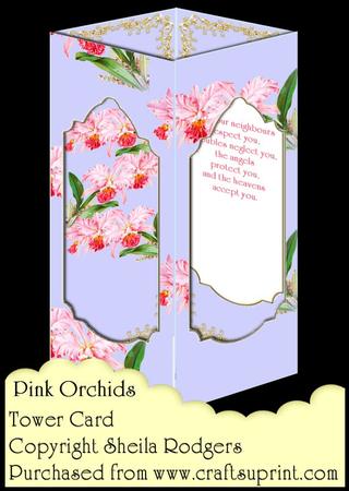 Tower Card - Pink Orchids