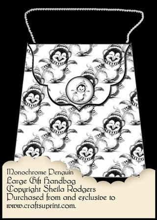 Large Gift Handbag - Monochrome Penguin