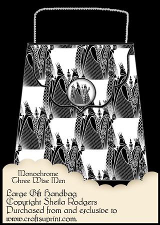 Large Gift Handbag - Monochrome Three Wise Men