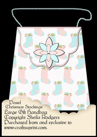 Large Gift Handbag - Pastel Christmas Stockings