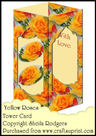 Tower Card - Yellow Roses