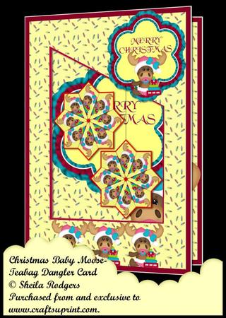 Teabag Dangler Card - Christmas Baby Moose