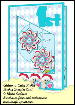 Teabag Dangler Card - Christmas Baby Rabbit