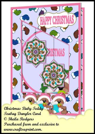 Teabag Dangler Card - Christmas Baby Teddy