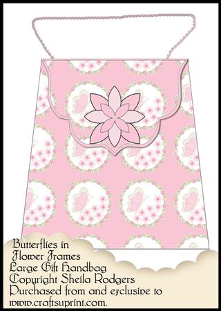 Large Gift Handbag - Butterflies in Flower Frames