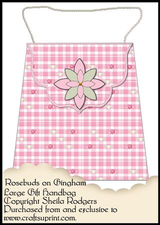 Large Gift Handbag - Rosebuds on Gingham