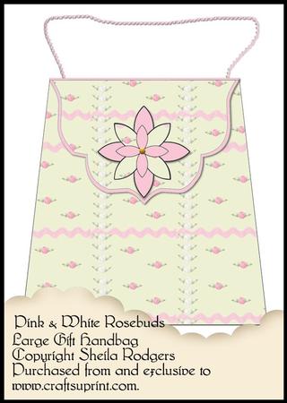 Large Gift Handbag - Pink and White Rosebuds