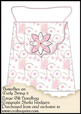 Large Gift Handbag - Butterflies on Curly String 2