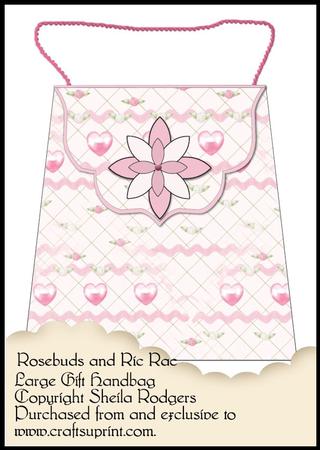 Large Gift Handbag - Rosebuds and Ric Rac