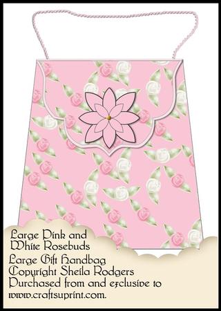 Large Gift Handbag - Large Pink and White Rosebuds
