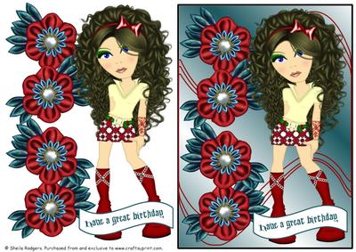 Emo Girl with Flowers 1