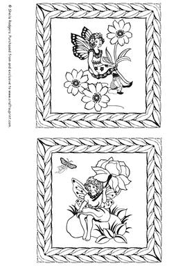 Two Digital Stamps - Fairies with Flowers 2