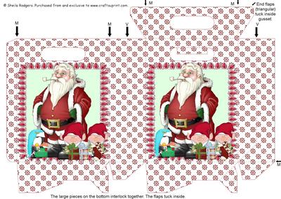 Gift Bag - Santa, Elves and Penguin