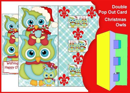 Double Pop Out Card - Christmas Owls