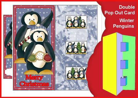 Double Pop Out Card - Winter Penguins
