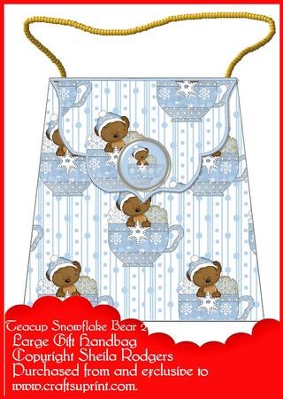Large Gift Handbag - Teacup Snowflake Bear 2