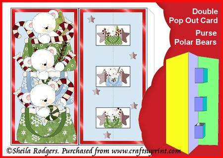 Double Pop Out Card - Purse Polar Bears