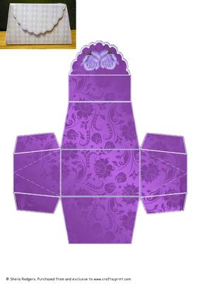 Small Favour Box - Deep Purple Floral Damask