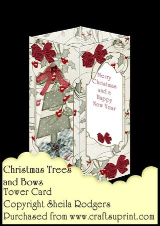 Tower Card - Christmas Trees and Bows