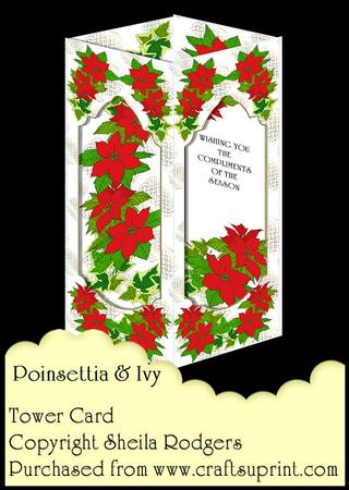 Tower Card - Poinsettia and Ivy