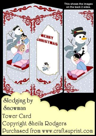 Tower Card - Sledging by Snowman